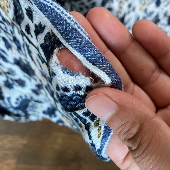 LOFT Womens Kimono White Blue Multicolor Floral Open Front XSmall/Small - Picture 11 of 12